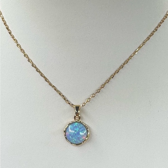Elegant Rose Gold and Blue Opal Pendant Necklace - Picture 3 of 3